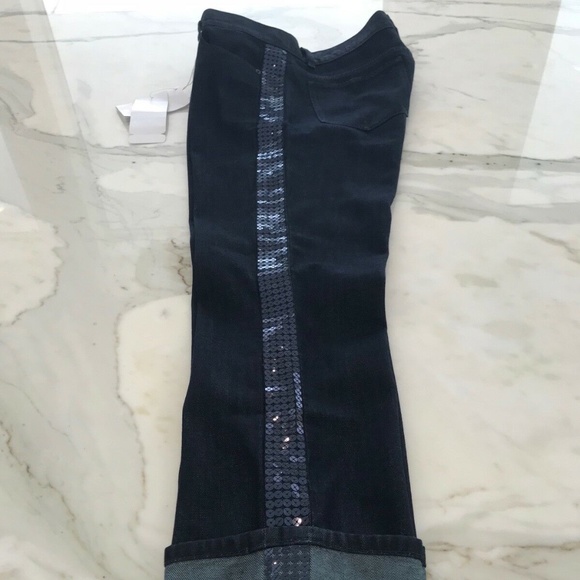 ESCADA SPORT LINDA BLUE SEQUINS CROPPED JEANS SIZE US 8 / 38 NWOTS! - Picture 10 of 16